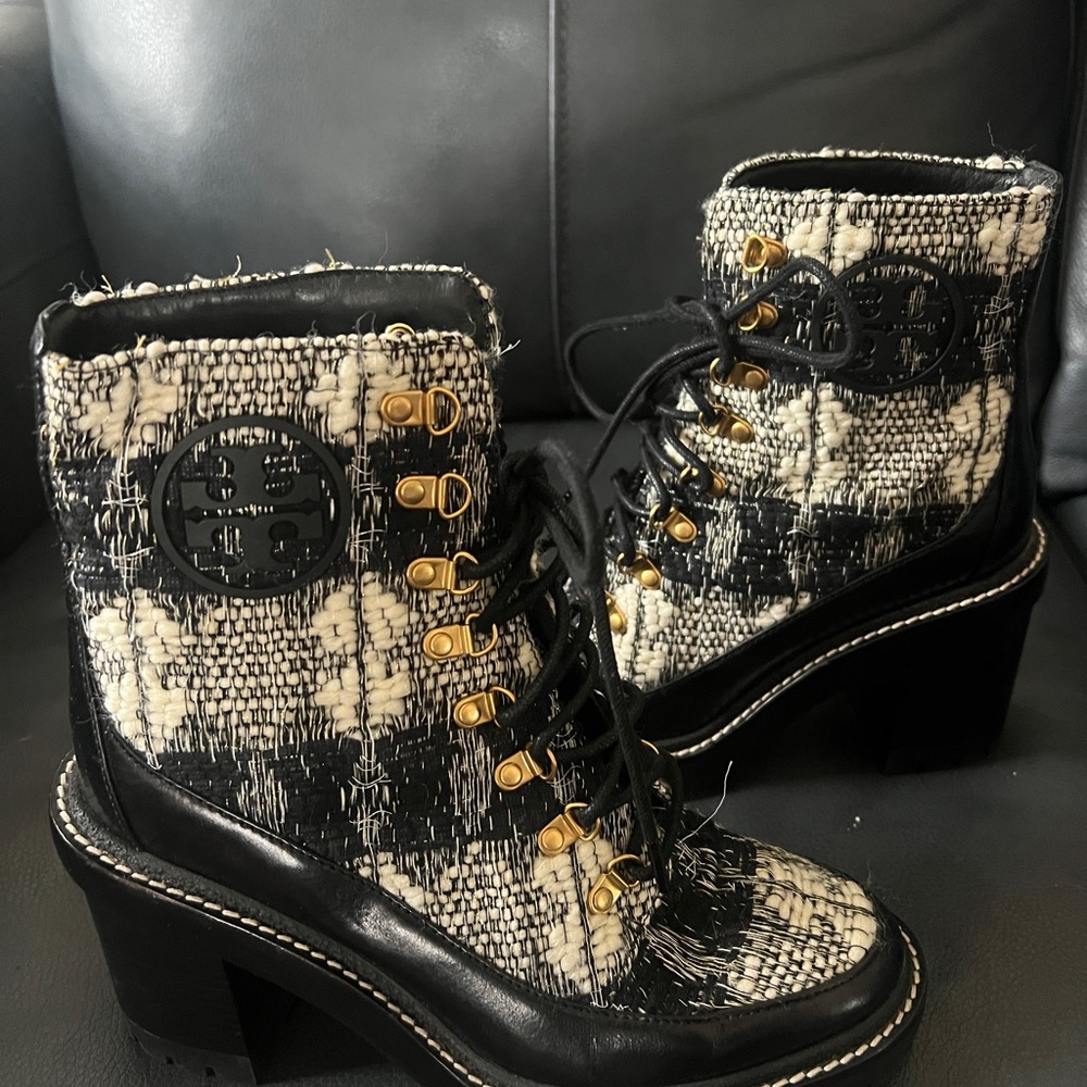 Tory Burch lug, bottom boots